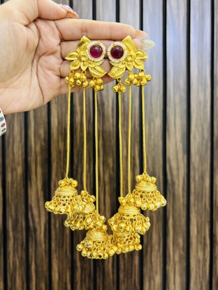Damini brass earrings Ruby