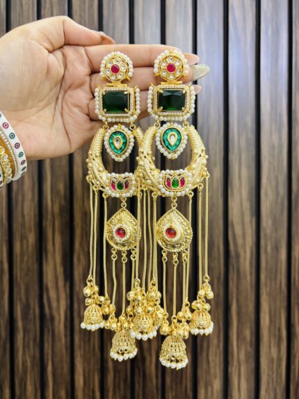 Gayatri brass earrings Green