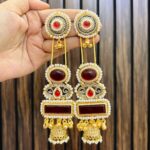 Pooja brass earrings Ruby