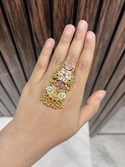 Long flower gold a like ring