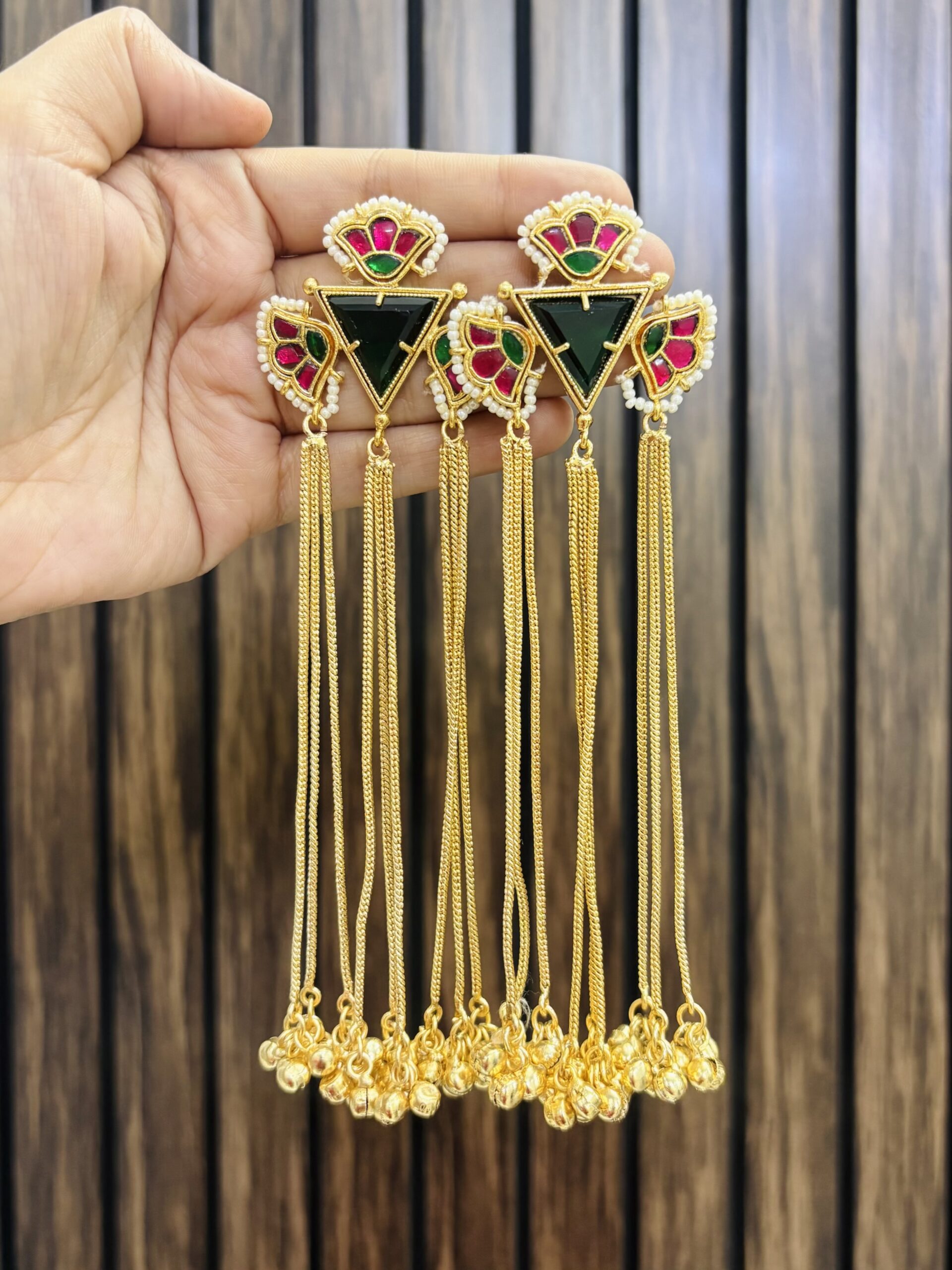 IMG_8124-compressed Mamta brass earrings Green - Image 1