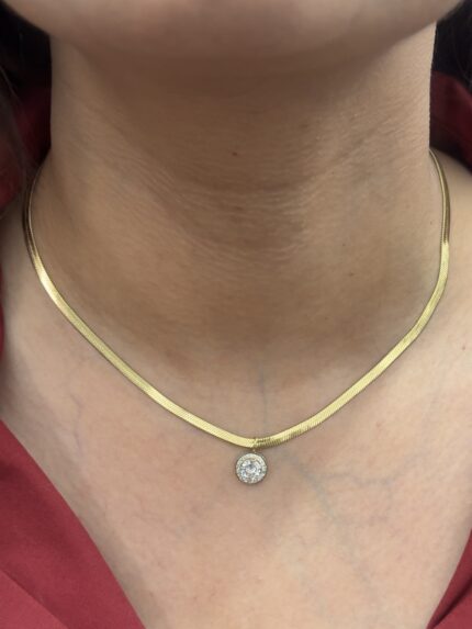 Circle Stone Anti tarnish necklace