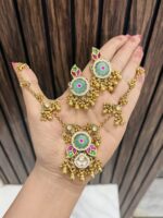 Prisha gold a like necklace with earrings Mint - Image 2