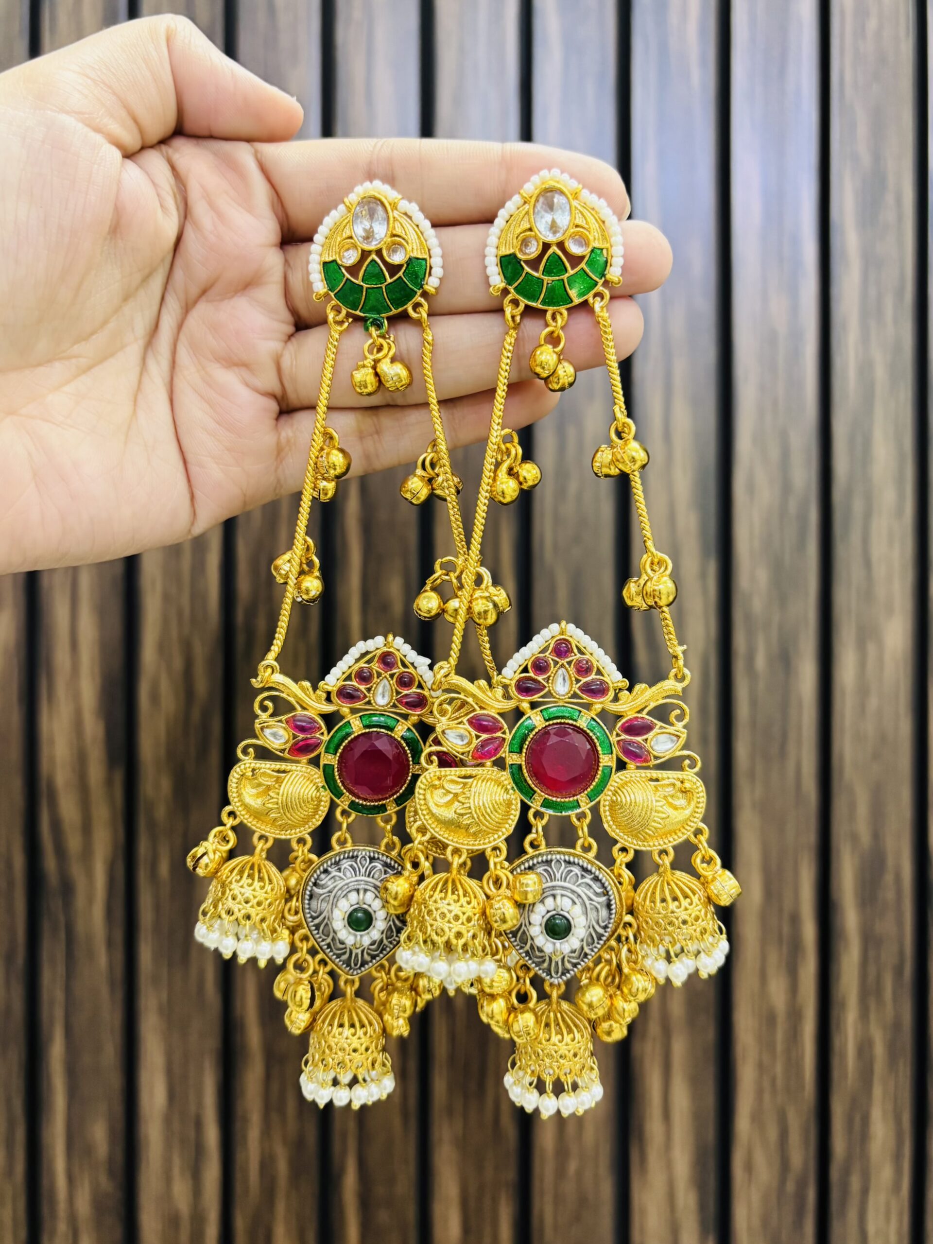 IMG_1711-compressed Prajakta earrings Ruby-green - Image 1