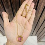 Pink anti tarnish necklace