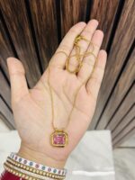 Pink anti tarnish necklace