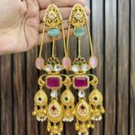 kalandi brass earrings pink