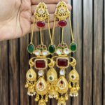 kalandi brass earrings Ruby green