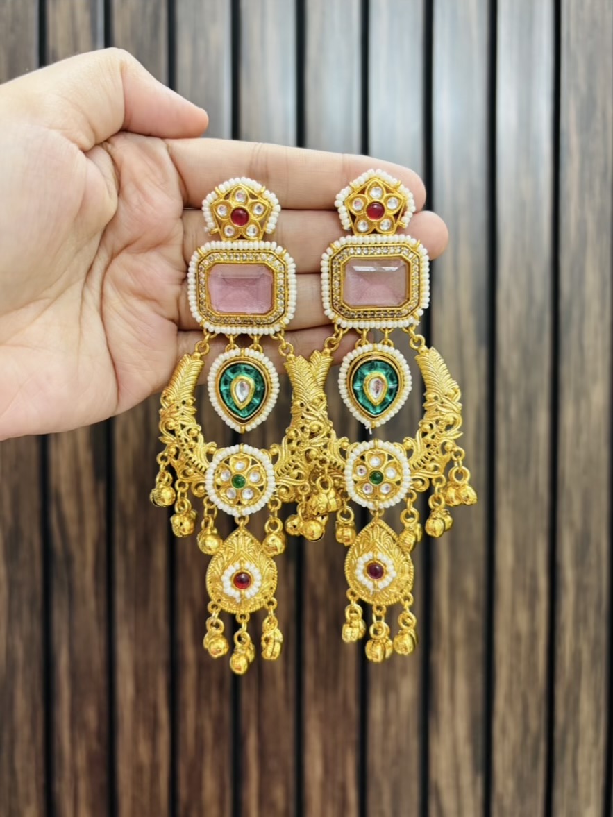 IMG_3364-compressed Parul brass earrings Pink - Image 1