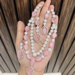 Two layer ad necklace Pink