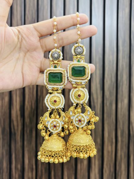 Ruhi brass Earrings Green
