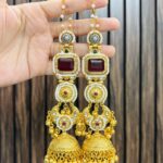 Ruhi brass Earrings Ruby