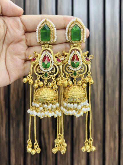 Myra brass Earrings Green