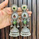 Circle brass jhumka Mint