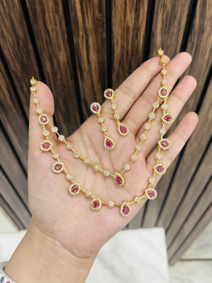 Kirti double layer necklace Ruby