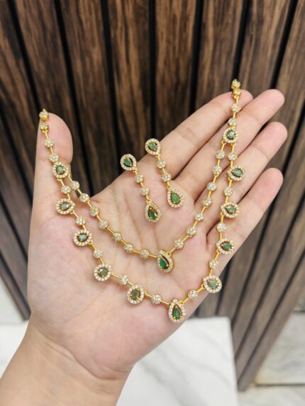 Kirti double layer necklace Green