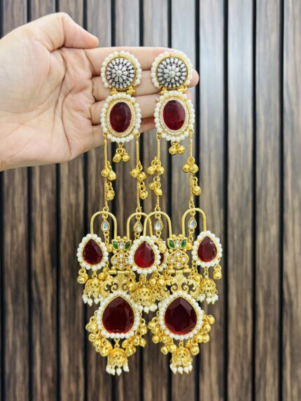 Vamika brass Earrings Ruby