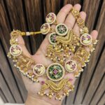 Shloka gold alike necklace Green