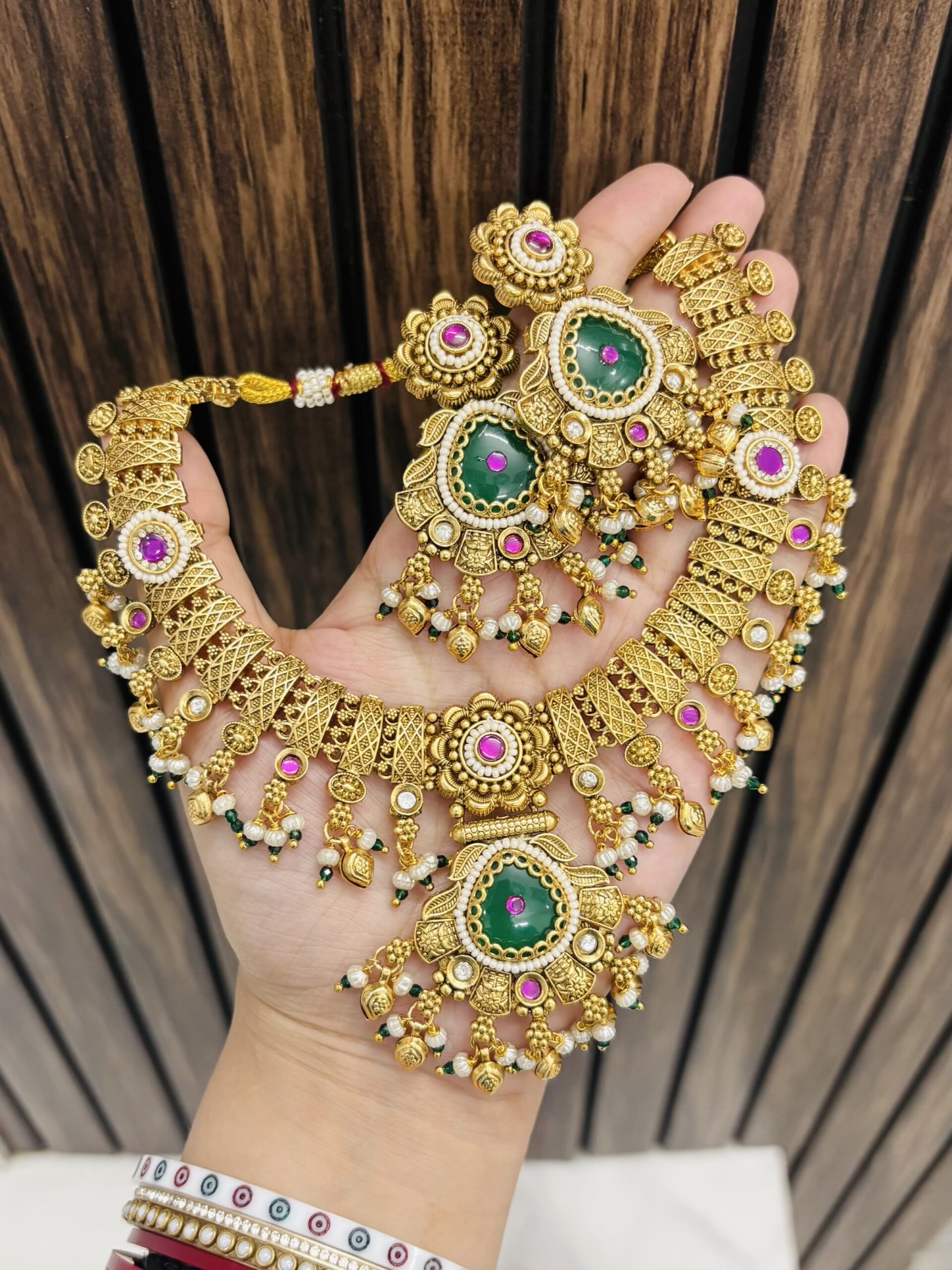 IMG_9343-compressed Sejal gold alike necklace Green - Image 1