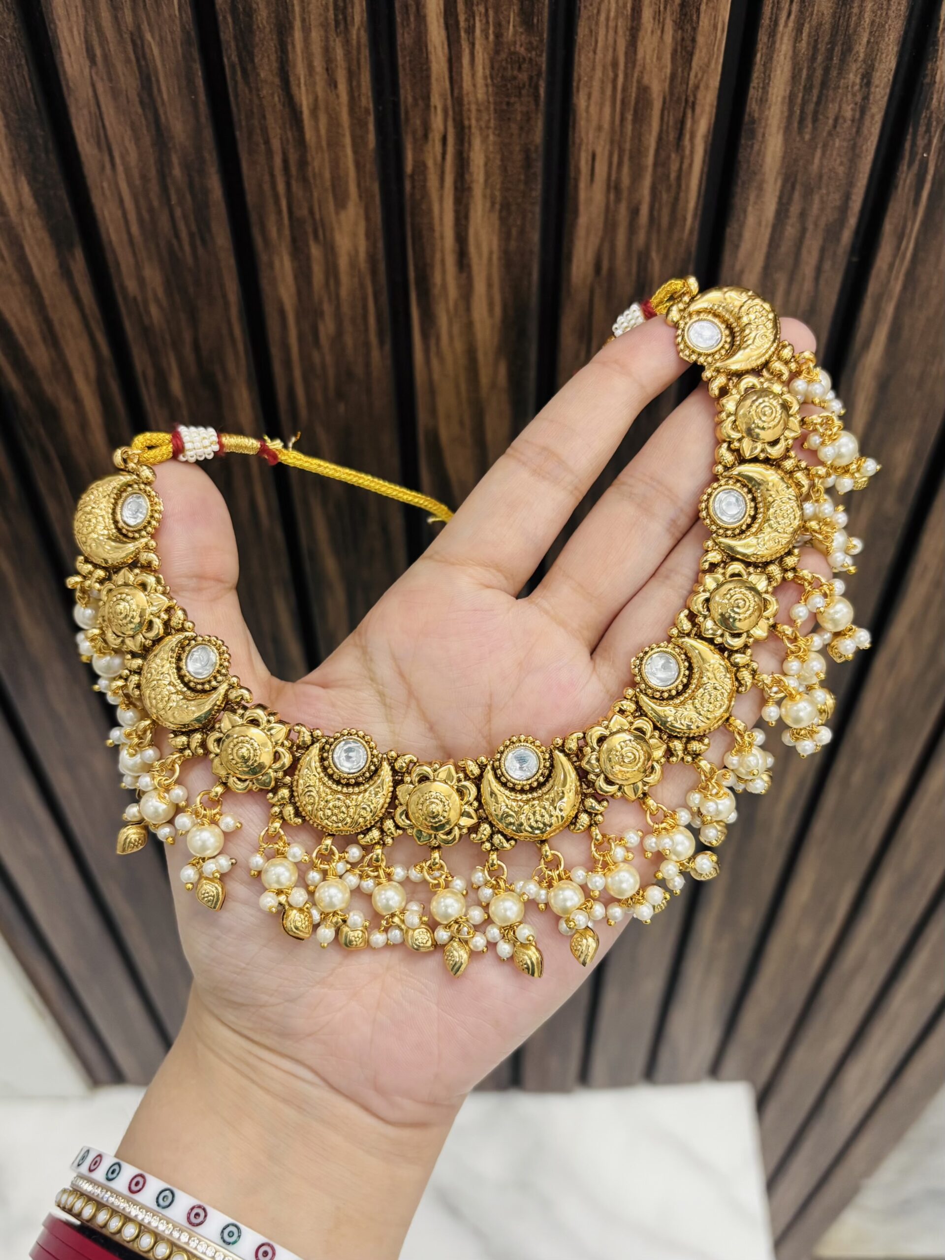 IMG_9359-compressed Rashi necklace with earrings and mangtika - Image 1