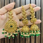 Saloni Earrings with mangtika Green