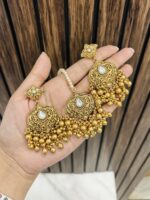 Pakhi Gold alike necklace with earrings and mangtika - Image 2