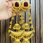 Aarti brass Earrings Ruby