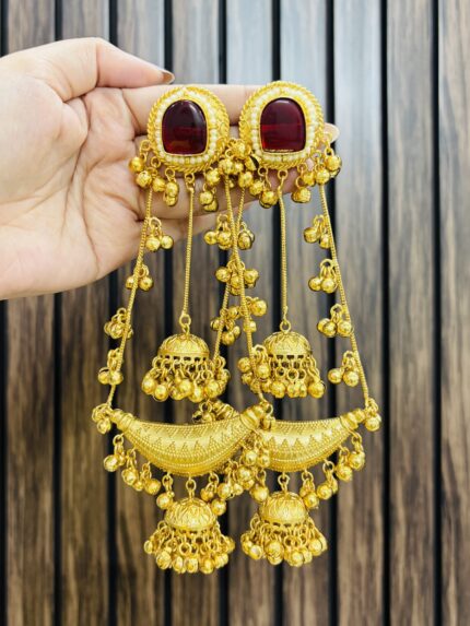 Aarti brass Earrings Ruby