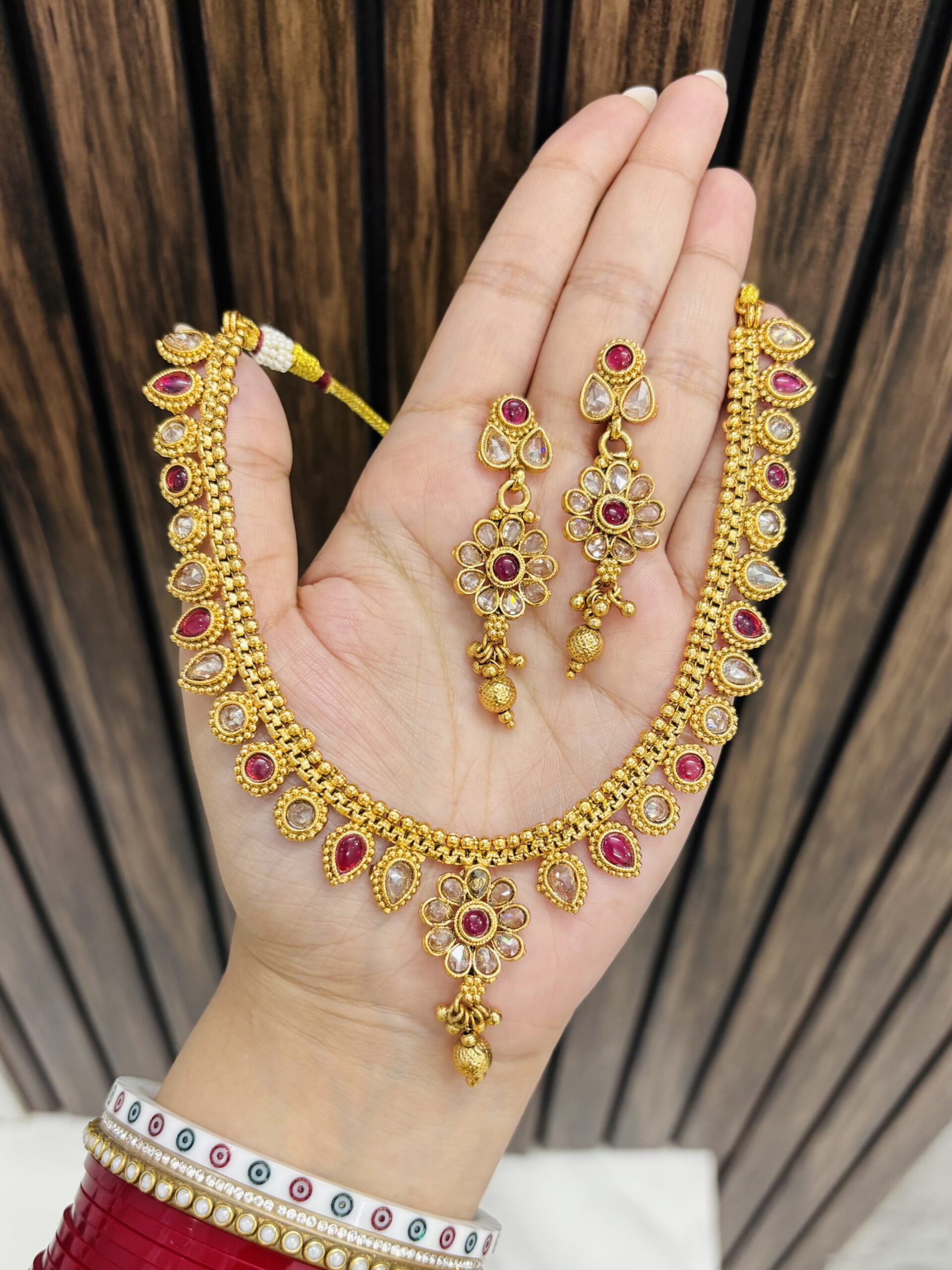 IMG_4175-compressed Rakhi Gold a like necklace Ruby - Image 1