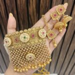 Harsha Gold a like Choker Ruby Green