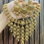Bhumi Gold a like necklace with earrings and mangtika